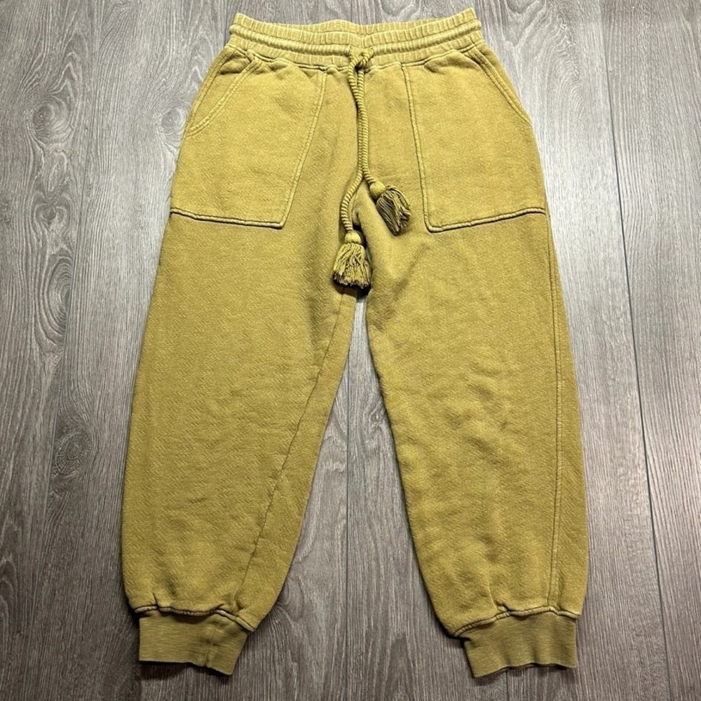 Ulla Johnson Olive Green Cotton Tassel Drawstring Medium Sweatpants Joggers